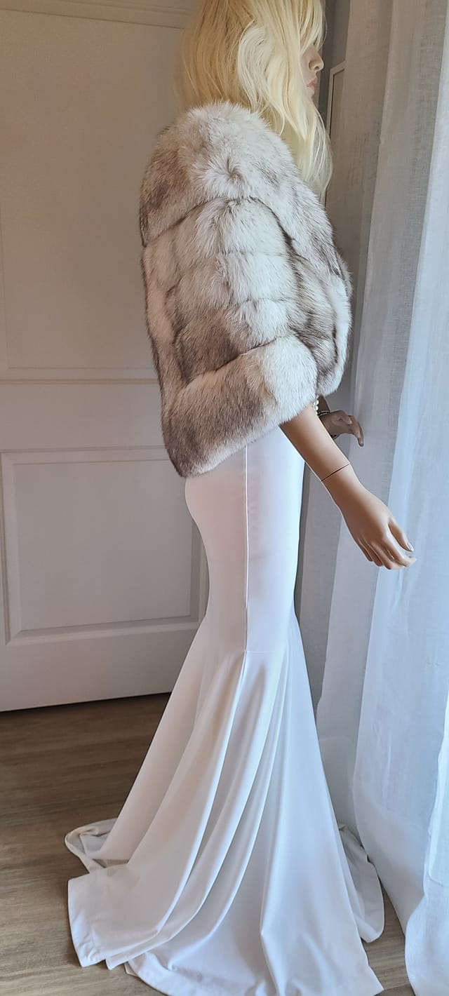 Luxury Vintage FOX Fur Bolero, White Fox Fur Stole , Norwegian Fox Fur