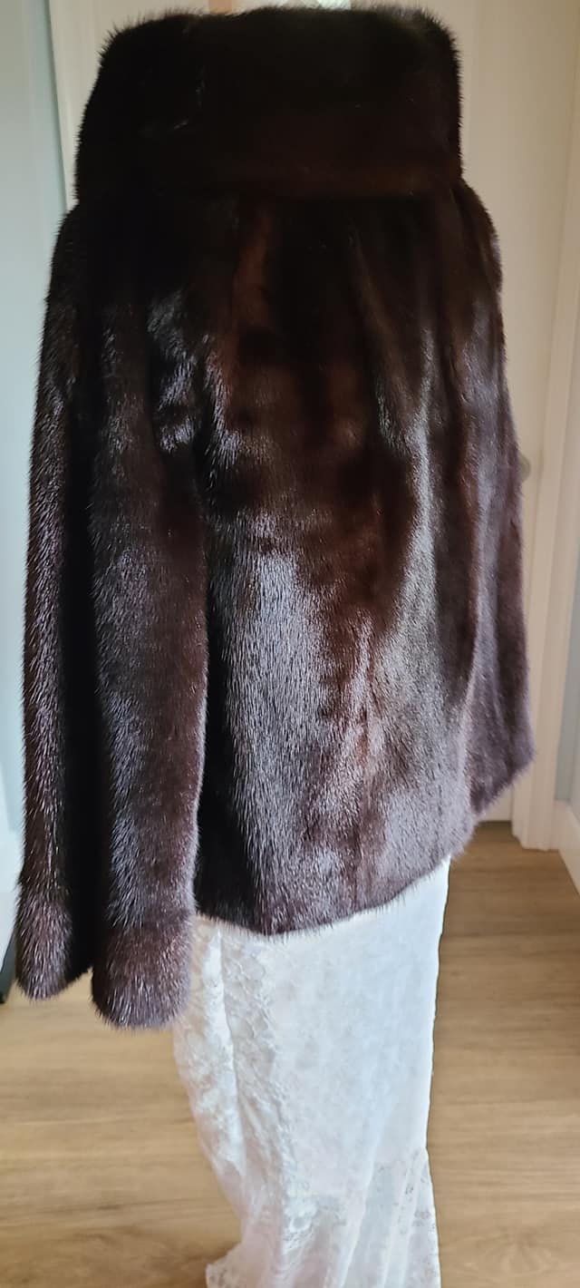 Brown Mink Fur Coat with Floral Design