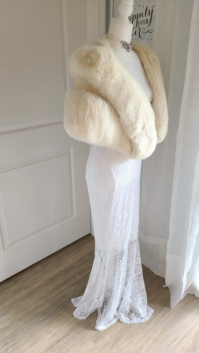 Genuine Black Ranch Mink Fur Stole  cape  wrap  caplet  wedding  real fur  bride  bridesmaid  gift