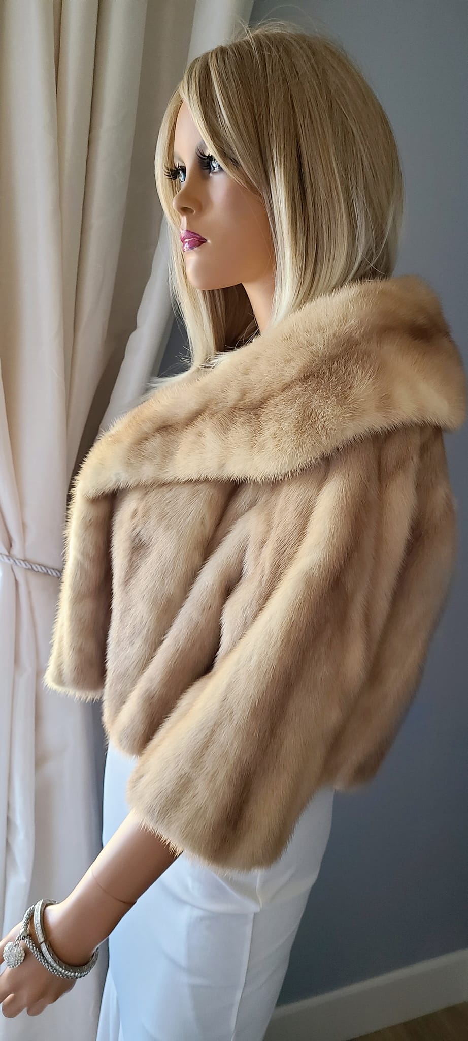Luxury Vintage MINK Fur Jacket, REAL FUR Bridal Bolero, Retro Mink Coat,  Tourmaline Blonde Mink Stole, Wedding Jacket, Dream Wedding Fur Shawl,  Hollywood Glamour