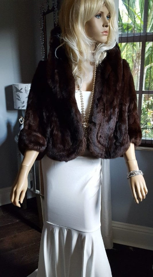 Luxury Vintage Brown Fur Stole , Bridal Fur Shawl , Wedding Fur Shrug ...