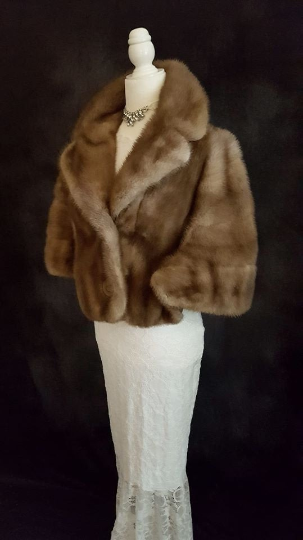 Vintage Fur Coat, Jacket , Bridal Bolero, Mink Fur Stole , Brown Mink ...