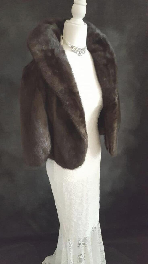 Luxury Vintage Brown Mink Fur Stole , Fur Bolero, Vintage Fur Coat
